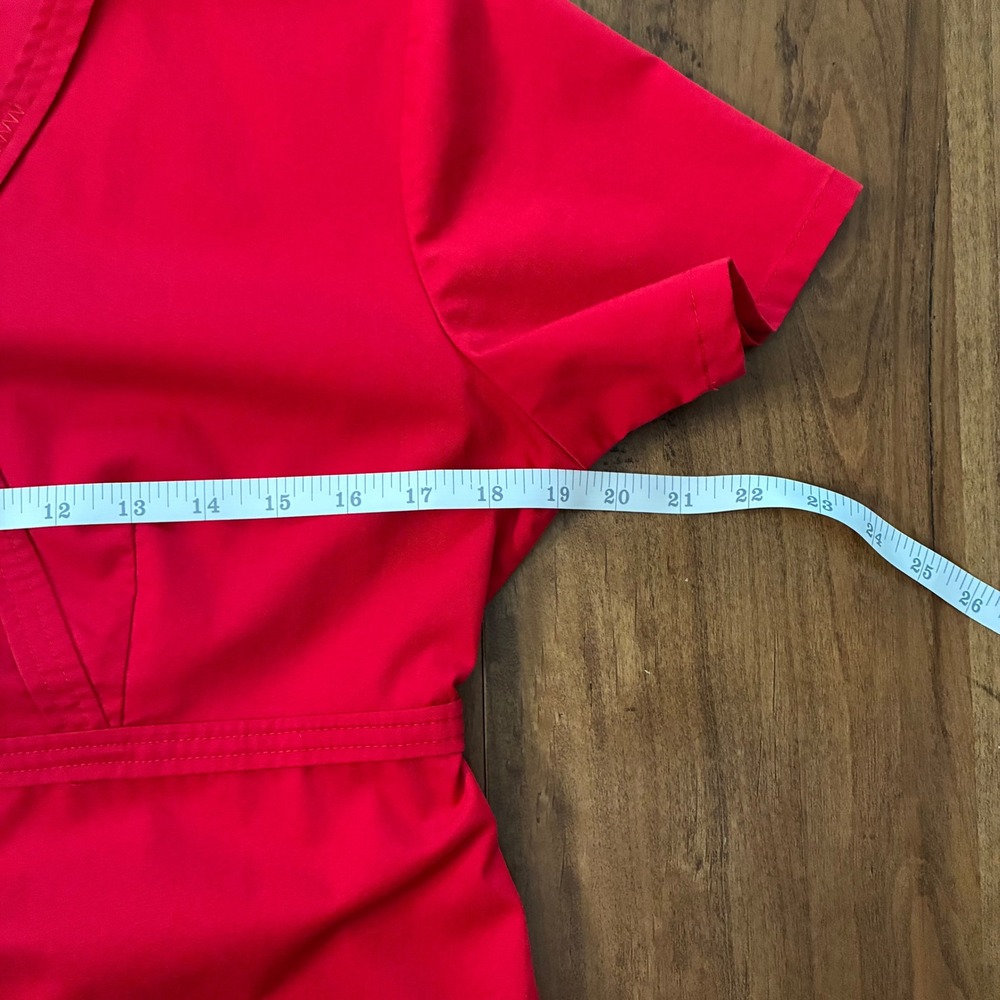 Women's Red Cherokee Scrub Top Style 1066 - Picture 7 of 14